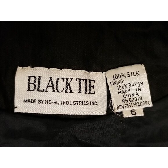 Vintage Sequin Silk Jacket By Black Tie Red Black sequined Size 6 Blazer T27 - Picture 10 of 12